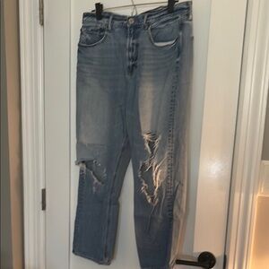 American Eagle Sz 10 regular Distressed Blue Jeans. 90s Boyfriend.